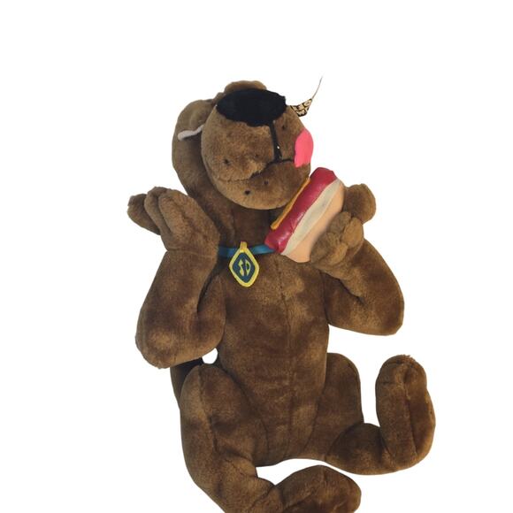 13" Scooby Doo Plush Holding Hot Dog 1998 Cartoon Network Play by Play - Picture 1 of 7